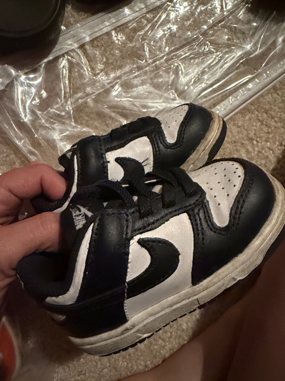 Nike Kids Black and White Swoosh Low-Top Sneakers
